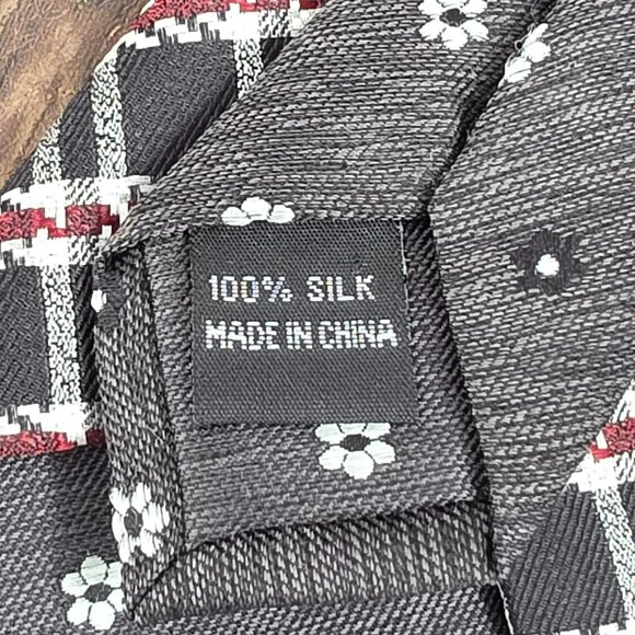 Egara Neck Tie 100% Silk Black Red White Plaid Grey Floral Designer Unique Gift - Picture 10 of 12